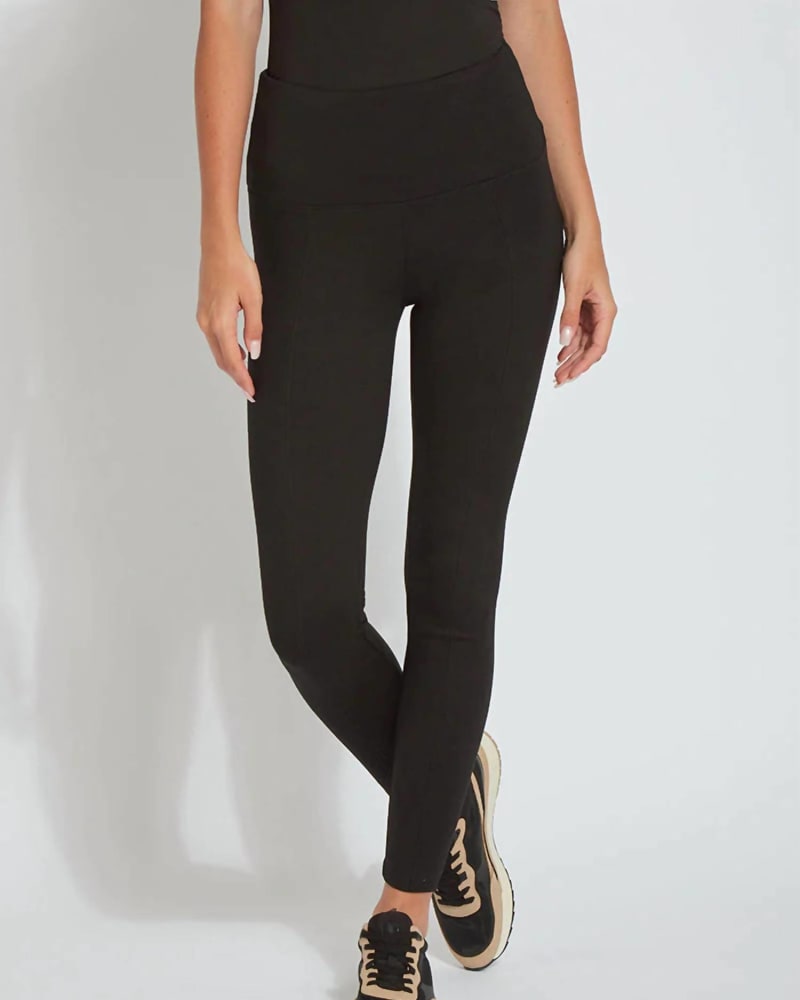 Front of a model wearing a size x-large Women'S Center Seam Legging in Black in Black by Lysse. | dia_product_style_image_id:326660